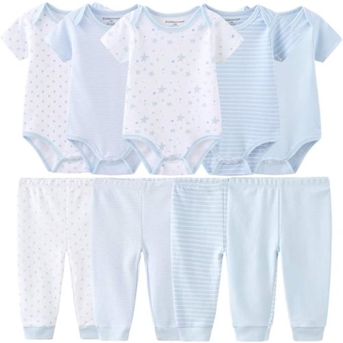 Baby Layette Set Baby Boys' 9-Piece Bodysuits Pants Set Toddler Girl Boy Unisex Baby Gift Sets