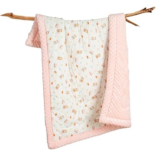 Cuite Pumpkin Baby Toddler Bed Comforter, Down Alternative Toddler Comforter All Season,Quilted Toddler Blanket for Daycare,Baby Kids Crib Quilt for Girls(47x 59 Pink)
