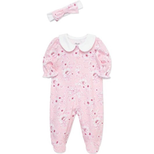 Shaded Roses Cotton Footie & Headband Set, 3M
