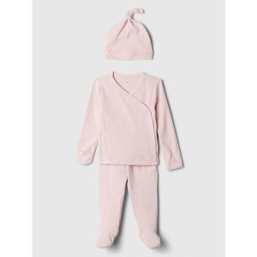 Baby Ribbed Pointelle Three-Piece Outfit Set