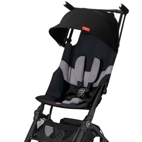 gb Pockit+ All-Terrain, Ultra Compact Lightweight Travel Stroller with Canopy and Reclining Seat in Velvet Black