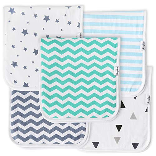 KiddyStar Organic Burp Cloths for Baby Boys and Girls, 5-Pack Super Absorbent Burping Cloth, Burp Clothes, Soft & Plush, Newborn Milk Spit Up Rags, Burpy Cloth Bib for Unisex, Burping Rags