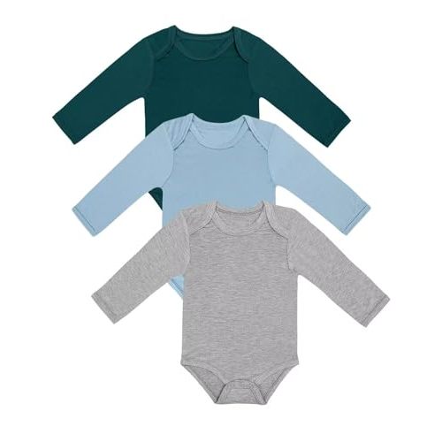 Ekkimy Rayon of Bamboo Baby Bodysuit, Long Sleeve Bodysuits for Boys Girls Infant Soft Clothes 0-24 Months