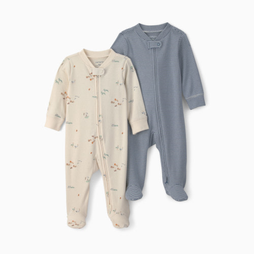 Carter's Snug Fit Sleep & Play Pajamas (2 Pack) - Blue/Ivory, 3M