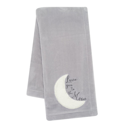 Goodnight Moon Gray Appliqued and Embroidered Fleece Baby Blanket – Lambs & Ivy