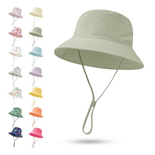 Baby Sun Hat 0-6 Years Toddler Boys Girls Adjustable Bucket Hats Kids Bucket Hats UPF 50+ Wide Brim Beach Swim Pool