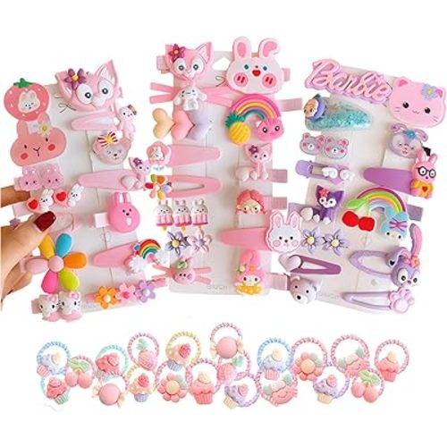 62PCS Girls' Hair Accessories Set: Toddler Barrettes, Flower, Rainbow, Candy Fruits Clips, Hair Pins, and Cute Hair Clips for Girls & Baby (Style 1)