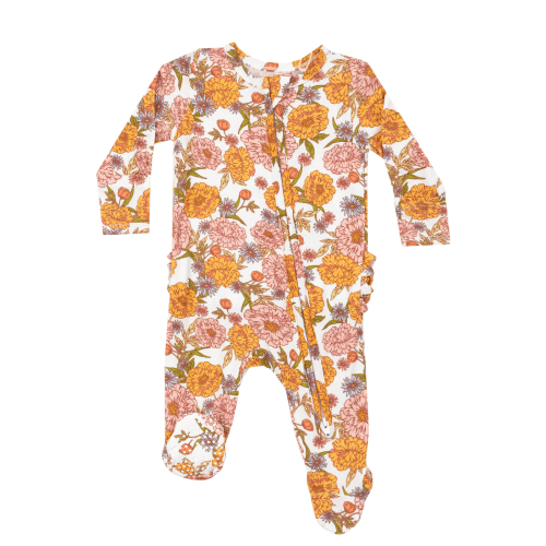 2-Way Zip Ruffle Footie, Ambers Floral