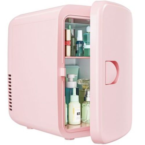 Simzlife Mini Fridge, 4L/6 Cans, Portable Cooler & Warmer for Skincare,Pink