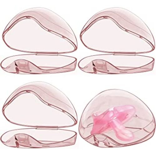 Smlpuame Pacifier Case,4 Pack BPA Free Pacifier Holder Case,Transparent Container Box for Baby Binky(Not Included),Essential Pacifier Accessories,Alway Keep Paci Clean,Easy to Clean(Pink)