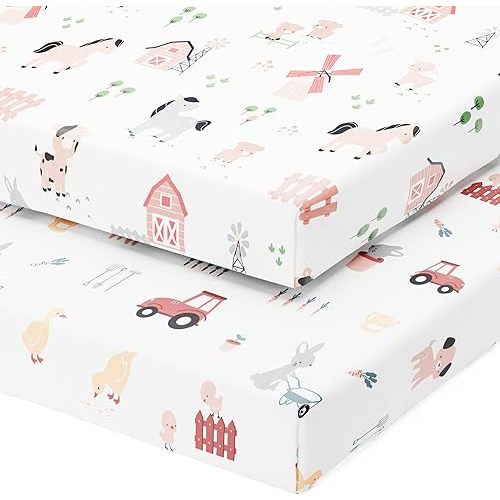 Pack and Play Sheets Fitted – Farm Animals – 2 Pack