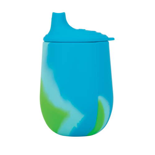 Nuby Baby's First Training Silicone Soft Spout Sippy Cup, Blue Tie-Dye, 6 fl oz