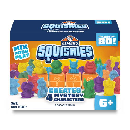 Elmer’s Squishies DIY Squishy Toy Kit, 4 Mystery Characters, 24 Piece Kit