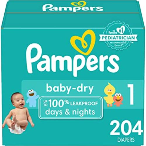 Diapers Size 1, 204 count - Pampers Baby Dry Disposable Diapers