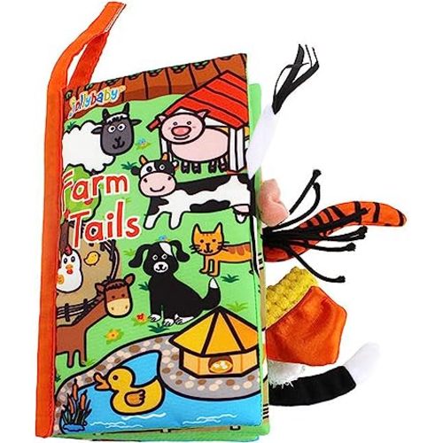 Baby Soft Animal Tails Activity Cloth Book with Crinkle Fabric, Farm Tails