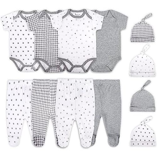 Jimonda Baby Boys Girl Layette Set Organic Cotton Clothes Gift Sets  12-Piece 0-12 Months