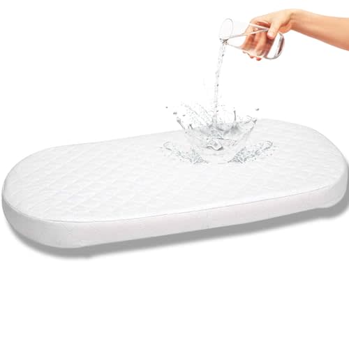 First Essentials Bassinet Cradle Mattress Pad (Oval, 12X26) for Newborn Comfort Breathable Easy Clean Hypoallergenic Waterproof Made in USA