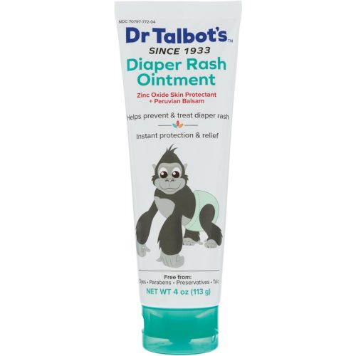 Dr. Talbot's Baby Diaper Rash Ointment, Zinc Oxide Skin Protectant with Peruvian Balsam, Instant Relief, No Dyes, Parabens, or Preservatives, Gentle Formula, Treats & Prevents Rash, Made in USA, 4 oz