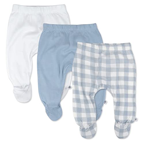 HonestBaby 3-Pack Footed Pants Roomy Fit Pull on Bottoms 100% Organic Cotton for Infant Baby Boys, Girls, Unisex