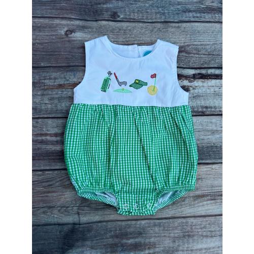 Green Gingham with White Top Golf Bubble