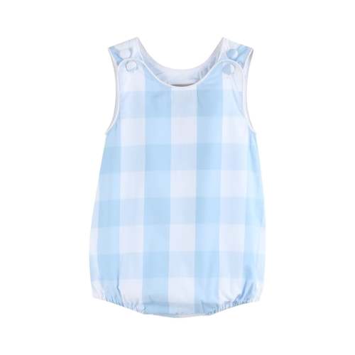 Lil Cactus - Large Blue Check Bubble Romper – Picking Daisies Baby + Kids
