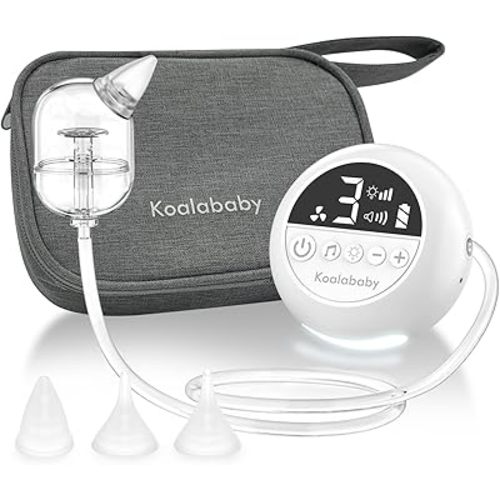 Koalababy Electric Nasal Aspirator for Baby – Hospital-Grade Nose Suction, 9 Suction Levels, Baby Nose Sucker, Nasal Cleaner, Night Light & Music, Soft Silicone Tips, Travel Bag