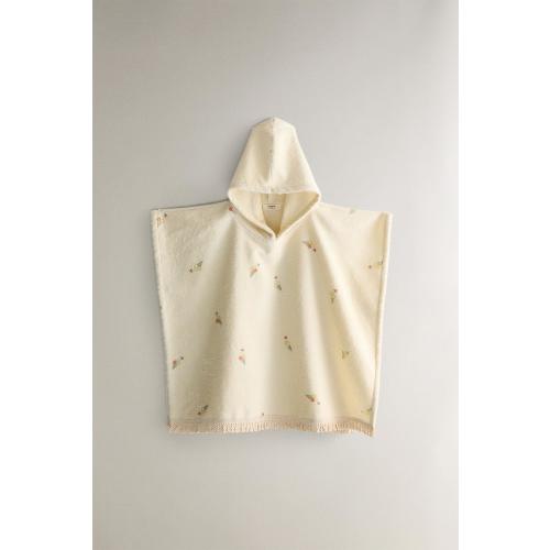 CHILDREN’S ICE CREAM COTTON BEACH PONCHO - Ecru / Green | ZARA United States