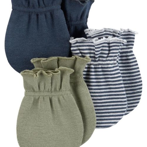 Green/Navy Baby 3-Pack Mitts | oshkosh.com