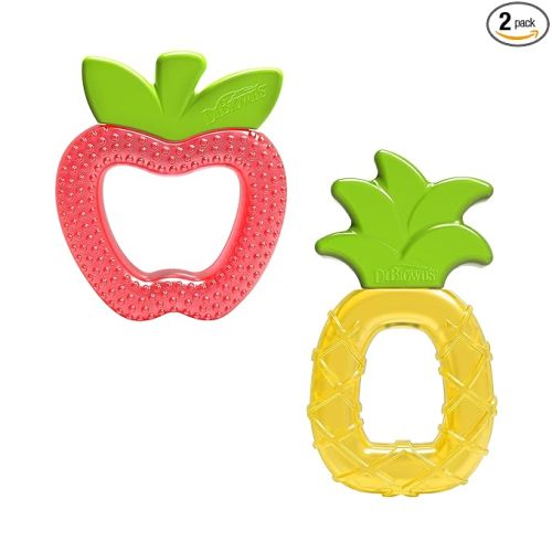 Dr. Brown's AquaCool Water-Filled Baby Teether, Cools & Massages Sore Gums, BPA Free, Pineapple and Apple, 2 Pack, 3m+
