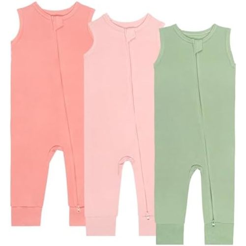 Baby Pajamas Summer Sleeveless 2 Way Zipper Footless Rompers 0-24 Months