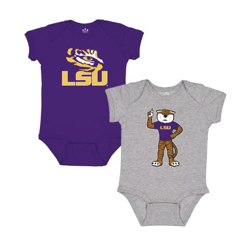 Little King NCAA Bodysuit 2 Pack Short Sleeve-100% Cotton-Infant Sizes 0-3M 6M 12M 18M