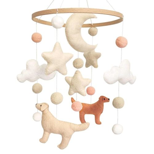 Dog Theme Baby Mobile, Mobile for Crib, Crib Mobile for Boys and Girls, Nursery Mobile for Bassinet, Pack and Play, Dog, Moon, Cloud, Star