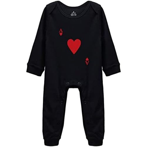 RED Heart Ace of Spades Poker Cute Bodysuit Toddler Rompers for Baby Girls Boys
