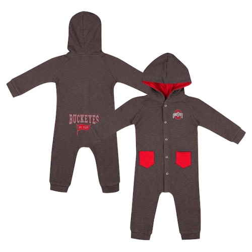 Ohio State Buckeyes Colosseum Newborn & Infant Zando-Zan Waffle Full-Snap Hooded Romper - Charcoal