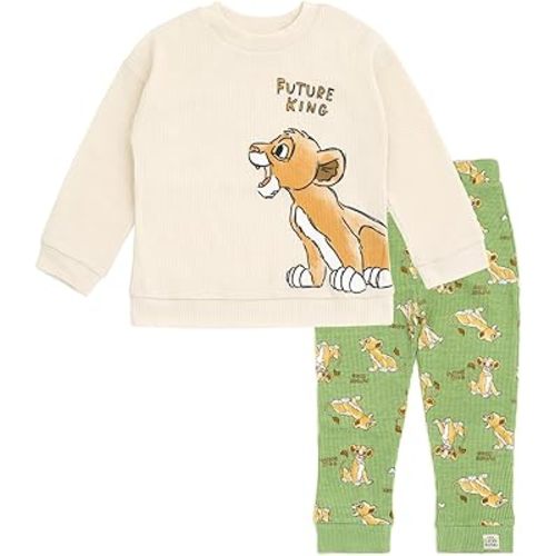 Disney Waffle Knit Pullover Sweatshirt and Jogger Pants Outfit Set Newborn to Little Kid Sizes (0-3 Months - 5)