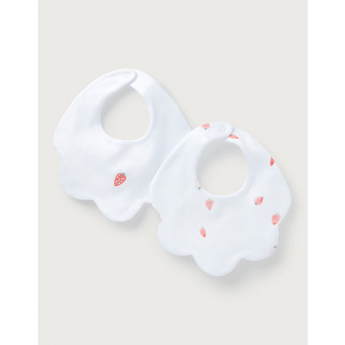 Organic Cotton Strawberry Scallop Bibs – Set of 2 | View All Baby | The White Company US