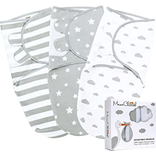 Baby Swaddle Blanket, Swaddle Wrap for Newborn and Infant, Adjustable Swaddle Set for Baby Boy and Girl, Soft Organic Cotton, Small (0-3 Month)