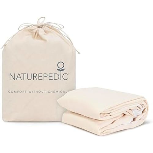 Naturepedic Organic Waterproof Mattress Protector Pad - Washable & Reusable Fitted Stretch Knit Mattress Cover - Highly Absorbent Bed Incontinence Pads - Breathable Fitted Cover for Twin 9"-16"
