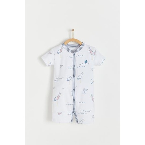 Premium Peruvian Pima Cotton Sea Short Romper for Infant, 3-6M