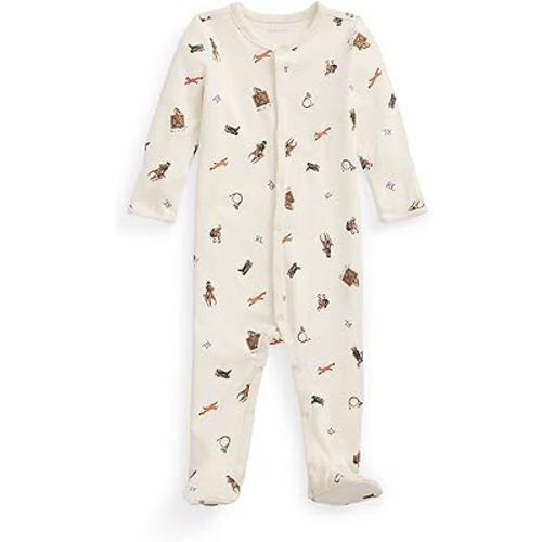 POLO RALPH LAUREN Baby Boy Polo Bear Cotton Footed Coverall (Multi(628837-1001)/B, 6 Months)