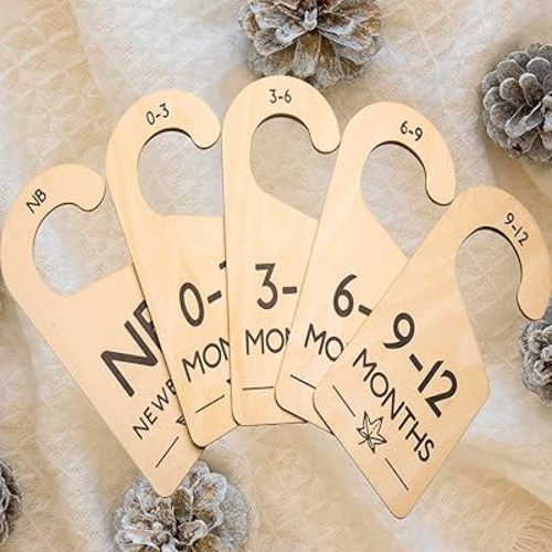 8Pcs Baby Closet Dividers for Newborn to 24 Months, Wooden Baby Clothes Dividers for Closet- Doubled-Sided Design Maple Leaf Printing