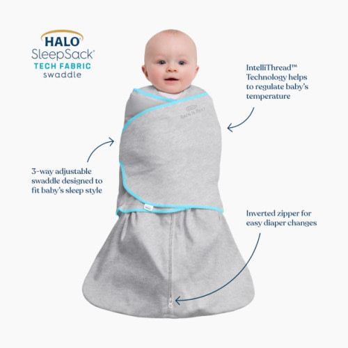 Ideal Temp SleepSack Swaddle - Heather Grey/Aqua