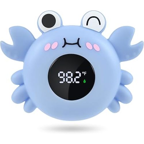 Baby Bath Thermometer Tub Water Temperature Thermometer for Bathtub Crab Newborn Baby Safety Floating Tub Toy Gift for Toddlers, Girls, Boys, Infants 1 2 3 4 Years Old