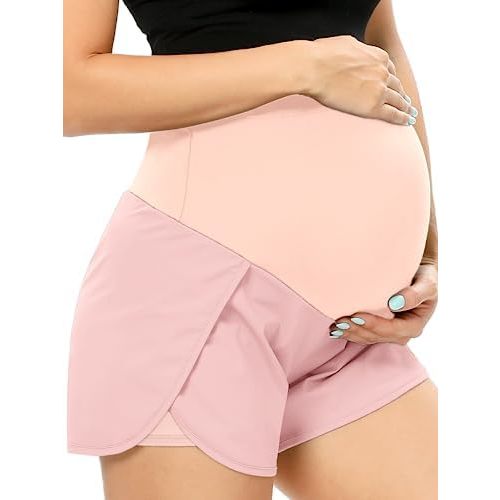 POSHGLAM Women‘s Maternity Shorts Over Belly Workout Running Casual Summer Pregnancy Shorts