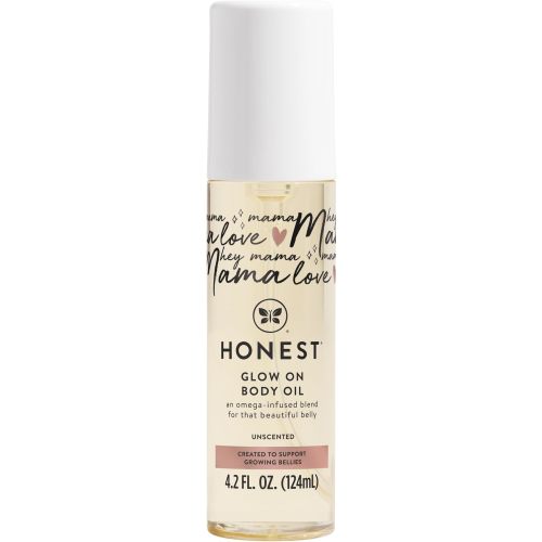 The Honest Company Honest Mama Hydrating and Soothing Glow On Body + Belly Oil | Plant-Based, Hypoallergenic, Fragrance-Free | 4.2 fl oz