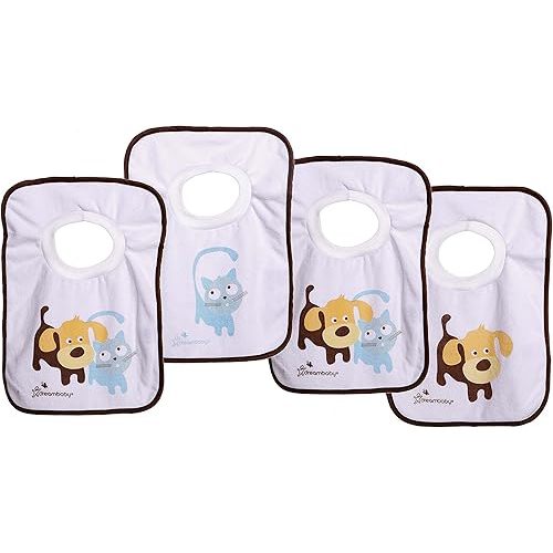 Dreambaby Terry Cloth Cotton Pullover Baby Bibs for Teething Feeding and Drooling - Super Absorbent & Extra Soft - Machine Washable for Easy Cleaning - Pets