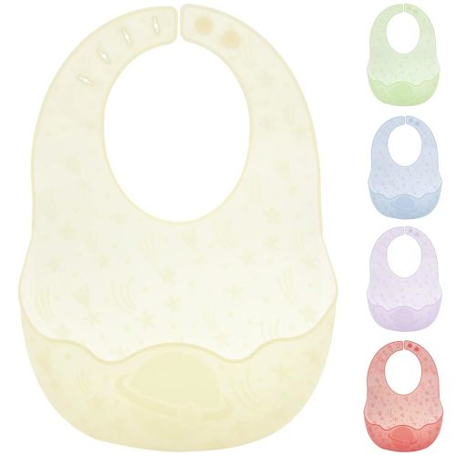Adjustable Silicone Bib for Babies Easy-Clean Baby Bibs with Food Catcher Soft & Lightweight with Travel Case