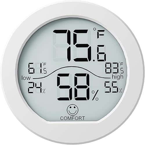SECRUI Digital Hygrometer Thermometer for Room Temperature Humidity Meter Indoor Thermometer Accuracy Calibration LCD Temperature Sensor with Maximum and Minimum Records, TH1, White