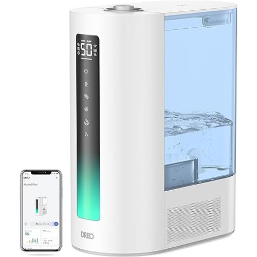 Dreo 6L Humidifiers for Bedroom, Smart Warm & Cool Mist for Large Room, 60Hr Quiet Runtime for Baby, Plant, Humidity Sensor, Indicator Light, 12H Timer, Google/Alexa, Blue