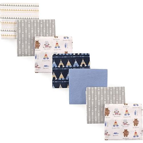 Luvable Friends Unisex Baby Cotton Flannel Receiving Blankets, Tribe 7-Pack, One Size